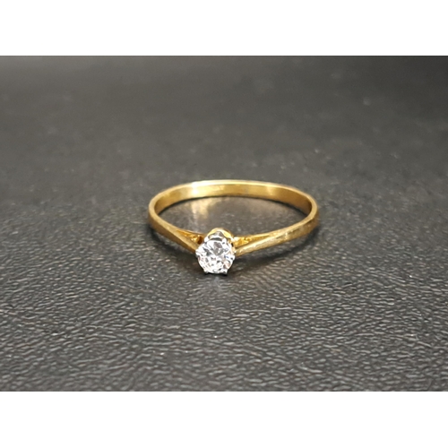 DIAMOND SOLITAIRE RING
the round brilliant cut diamond approximately 0.25cts, on eighteen carat gold shank with platinum setting, ring size T-U and approximately 1.9 grams