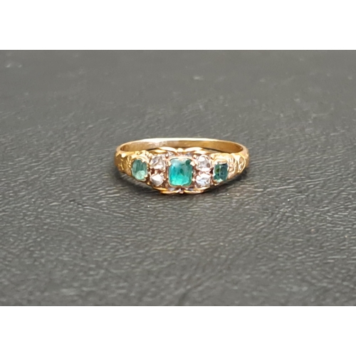 25 - VICTORIAN EMERALD AND DIAMOND RING
the central emerald approximately 0.15cts, in unmarked high carat... 