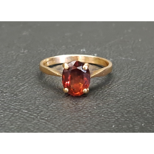 GARNET SINGLE STONE RING
the oval cut garnet approximately 1.5cts, on nine carat gold shank, ring size O and approximately 2.2 grams