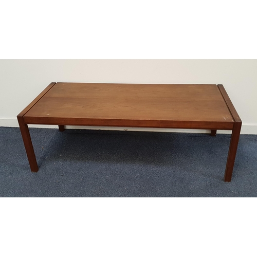 RETRO WALNUT OCCASIONAL TABLE
with a rectangular top, standing on plain supports, 45.5cm x 137.5cm x 61cm