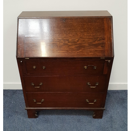 470 - GARDNER AND SONS OAK BUREAU
with a fall flap opening to reveal a fitted interior above three graduat... 