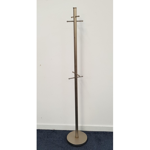 BRUSHED STEEL COAT STAND
raised on a circular base with a turned column with eight hooks, 183cm high