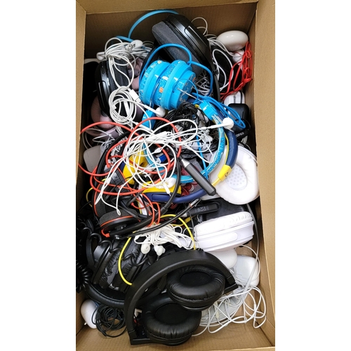 ONE BOX OF HEADPHONES
including on-ear and in-ear, branded and unbranded