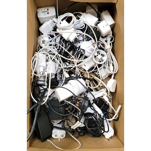 ONE BOX OF CABLES, PLUGS, CHARGERS AND POWER BANKS
including one power bank
