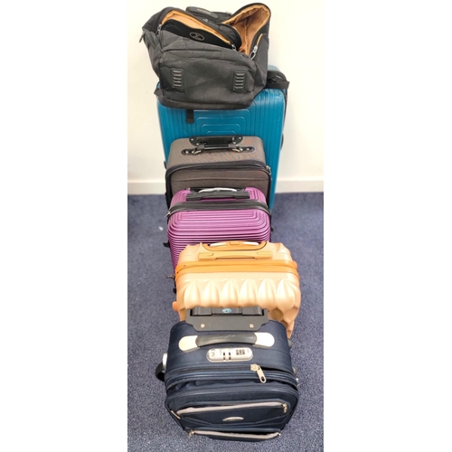 SELECTION OF FIVE SUITCASES AND A RUCKSACK
including Star Express, Diplomat, and Bless
Note: all cases and bags are empty