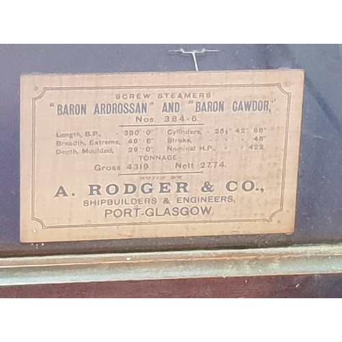 280 - MIRROR BACKED HALF MODEL OF S.S. BARON ARDROSSAN
built in Port Glasgow by A. Rodger & Co. in 1905 fo... 