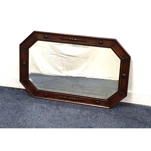 OCTAGONAL OAK WALL MIRROR
with a bevelled plate, 51cm x 81.5cm