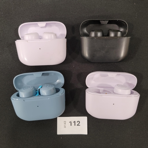 THREE PAIRS OF JLAB EARBUDS 
in charging cases and a single Jlab earbud in charging case (4)