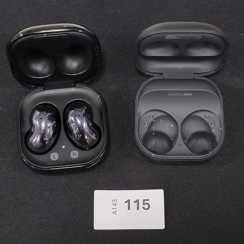 PAIR OF SAMSUNG EARBUDS LIVE
in charging case, model SM-R180 and Samsung buds2 charging case for SM-R510