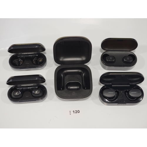 THREE PAIRS OF EARBUDS
comprising Soundpeats TrueFree+; Soundcore model A3911; and Bose Sport model 427929;  together with two charging cases, one beats for model A2078 and one Soundcore for model A3911 
Note: Bose Sport case does not close as clasp is broken