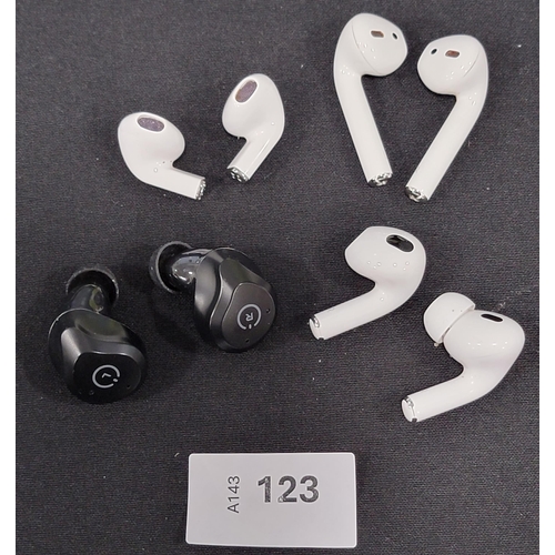 SELECTION OF LOOSE EARBUDS
including Apple and Tozo  (8)