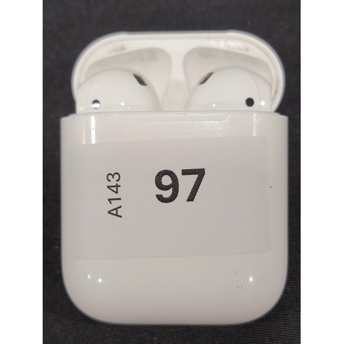 PAIR OF APPLE AIRPODS 2ND GENERATION
in Lightning charging case
Note:  right earbud models number not visible as too worn