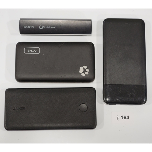 FOUR POWER BANKS
including Sony, INIU and Anker