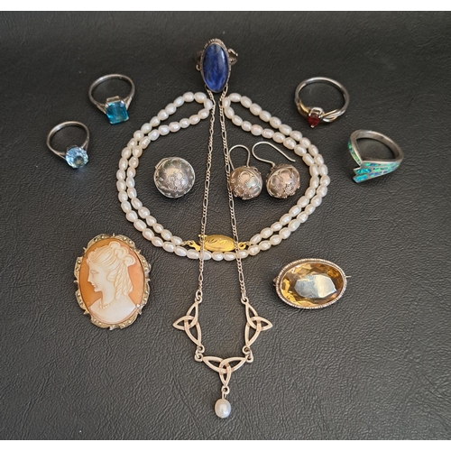 68 - GOOD SELECTION OF SILVER AND SILVER MOUNTED JEWELLERY 
comprising a suite of bell orb jewellery - ea... 