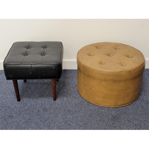 441 - RETRO POUFFE
covered in black vinyl with button detail, standing on tapering supports, 34cm high, to... 