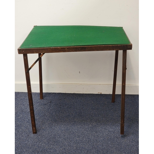 442 - HAXYES CARD TABLE
with a green baize top on folding supports, 68cm high