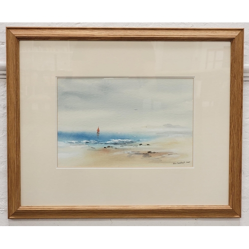 387 - KEN LOCHEAD
Red Sail, watercolour, signed and dated 2001, with label and original receipt to verso, ... 