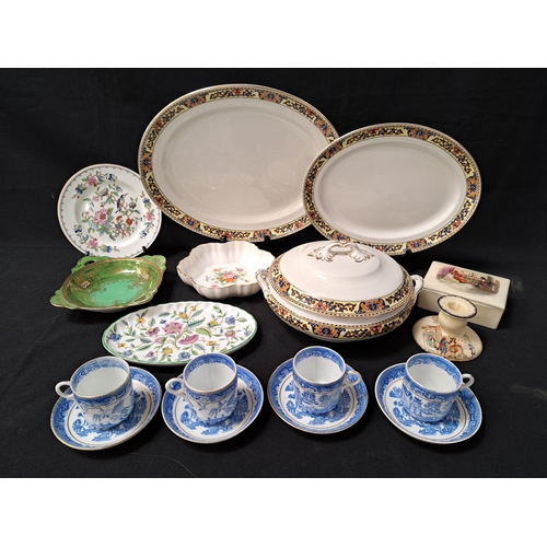 166 - MIXED LOT OF CERAMICS
including two Burslem oval meat plates and a lidded tureen, Minton Marlow shap... 