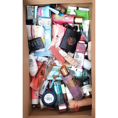 ONE BOX OF COSMETIC AND TOILETRY ITEMS
including Victoria's Secret, Calvin Klein, Yves Saint Laurent, L'Oreal, Nars, Elf, Benefit and Maybelline