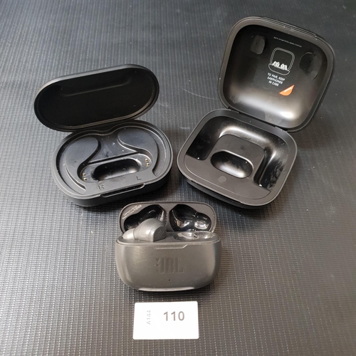 110 - THREE EARBUD CHARGING CASES
comprising Beats, JLab and JBL (the JBL with a single earbud)