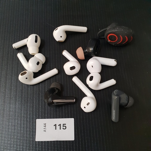 115 - SELECTION OF TWELVE LOOSE EARBUDS
including Apple, Soundcore and Huawei (12)