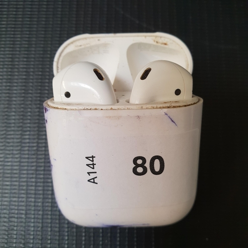 PAIR OF APPLE AIRPODS 2ND GENERATION
in Lightning charging case
Note: case is very dirty and has heavy pen marks
