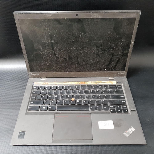LENOVO THINKPAD X1 CARBON LAPTOP
Intel Core i5; Wiped; 
Very dirty and with wear. Some staining to interior panel by power button
Note: It is the buyer's responsibility to make all necessary checks prior to bidding to establish if the device is blacklisted/ blocked/ reported lost. Any checks made by Mulberry Bank Auctions will be detailed in the description. Please Note - No refunds will be given if a unit is sold and is subsequently discovered to be blacklisted or blocked etc.