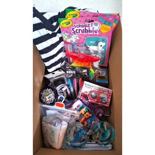 14 - ONE BOX OF NEW ITEMS
including clothing, radio, mug, toys and souvenirs