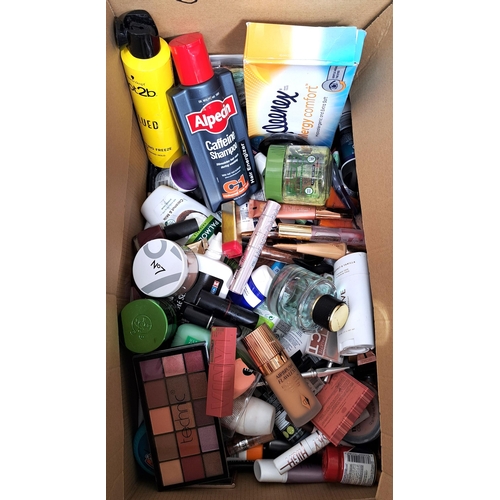 17 - ONE BOX OF COSMETIC AND TOILETRY ITEMS 
including Givenchy, Charlotte Tilbury, MAC, No7 and Alpecin