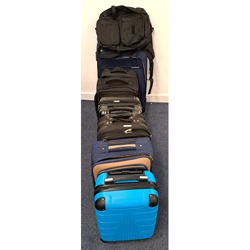 65 - SELECTION OF SEVEN SUITCASES AND ONE RUCKSACK
including Slazenger, Perry Ellis, Amazonbasics and Aer... 