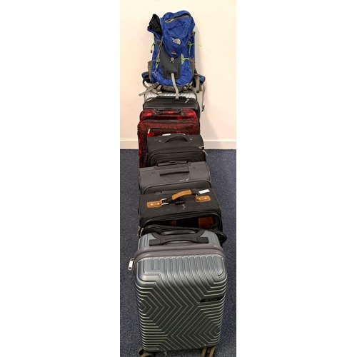 68 - SELECTION OF SEVEN SUITCASES AND ONE RUCKSACK
including Canada, Para John, Slam and Falcon
Note: All... 