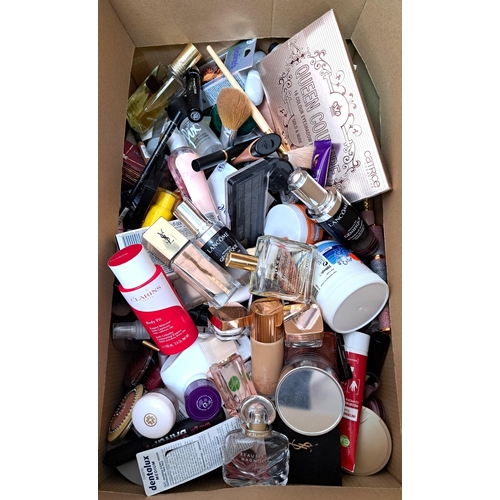 8 - ONE BOX OF COSMETIC AND TOILETRY ITEMS
including Revlon, MAC, YSL, Lancome, Ted Baker, Charlotte Til... 