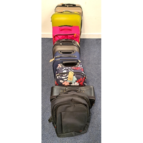 69 - SELECTION OF SEVEN SUITCASES AND ONE RUCKSACK
including Tripp, It Luggage, Borderline and ITP
Note: ... 