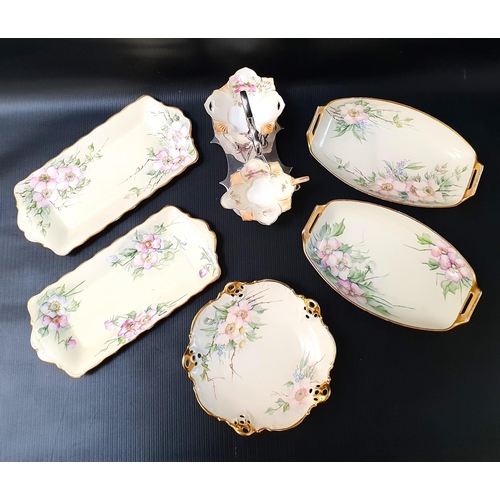 178 - FIVE FLORAL DECORATED BAVARIAN DISHES
all with gilt highlights, and a Prussian floral decorated bowl... 