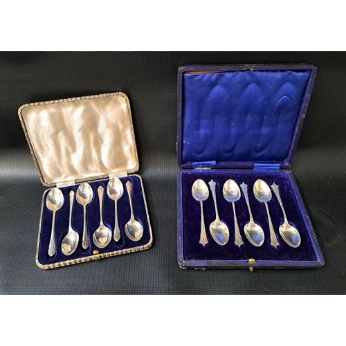 133 - SIX CASED ELIZABETH II SILVER TEA SPOONS
Sheffield 1973 by Francis Howard Ltd, together with a set o... 