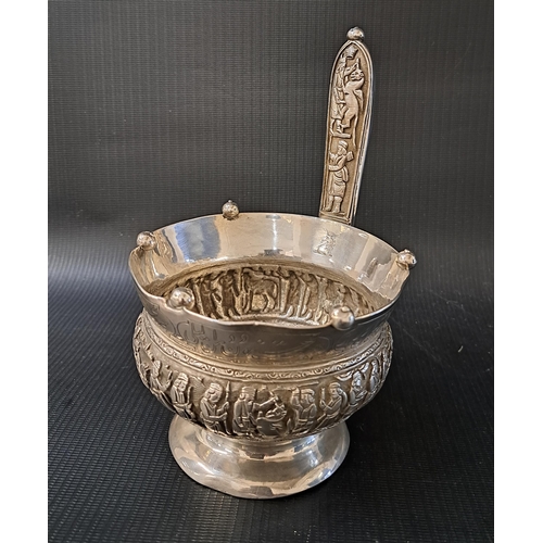 137 - ZOROASTRIAN PARSI SILVER WATER POURER
possibly for ceremonial use, the bowl rim decorated with five ... 