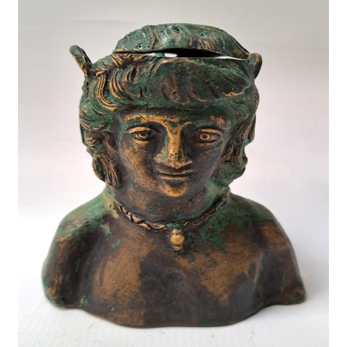 243 - ROMAN BRONZE JANI FORM BALSAMARIUM
possibly 2nd/3rd century, hollow cast and depicting Antinous in b... 