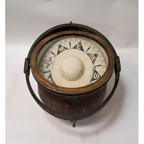 277 - BASSNETT LIVERPOOL NAUTICAL COMPASS
with painted dial and gimbal mechanism, 31cm diameter