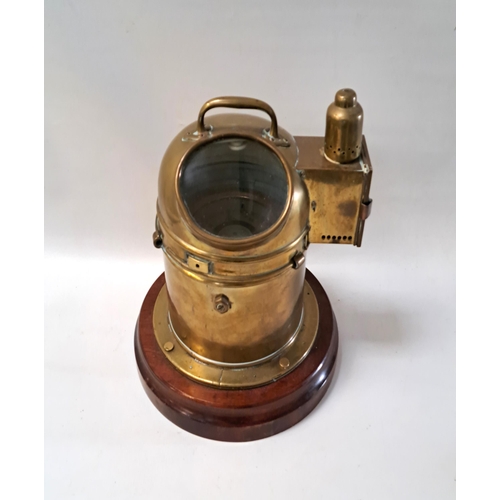 278 - VINTAGE BRASS CASED SHIP'S BINNACLE COMPASS
the gimbal compass card with fleur-de-lis and crown at d... 