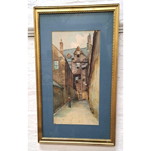 415 - AFTER JAMES CASSIE
Back court off the Royal Mile, Edinburgh, watercolour, 39cm x 24.5cm