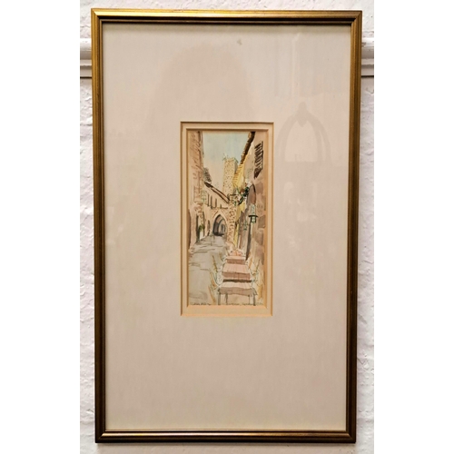 419 - I. LESLEY MAIN
San Gimignano, Italy, watercolour, signed and dated September 1980 with label to vers... 