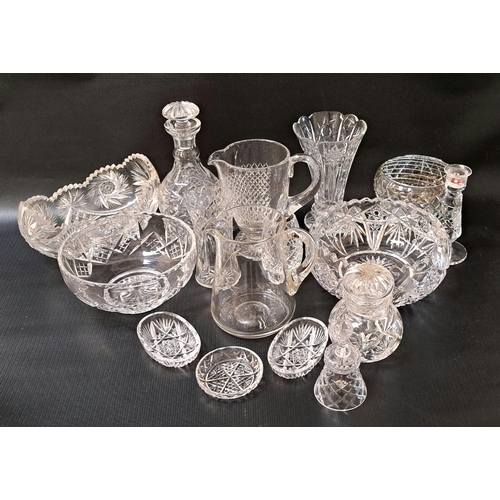 227 - SELECTION OF CRYSTAL AND GLASSWARE
including fruit bowls, vases, pot pourri bowls, decanter, jugs, e... 