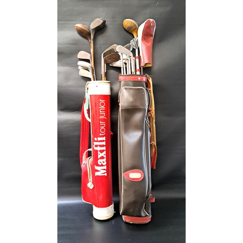 344 - TWO BAGS OF VINTAGE GOLF CLUBS
makes include D.C.Cobb Greenock, R.A. Whitecombe, Archie Thomson, Geo... 