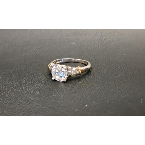 106 - CZ SOLITAIRE RING
on platinum shank, the CZ approximately 1.5cts, ring size L-M and approximately 4.... 