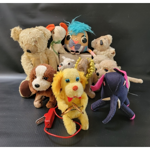 356 - GROUP OF TEDDY BEARS AND TOYS
including vintage well loved jointed teddy bear, with broken squeaker ... 