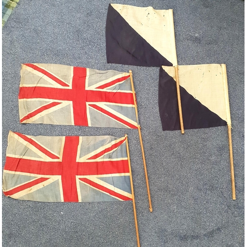 312 - PAIR OF VINTAGE SAMAPHORE LAND FLAGS
together with two vintage union flags (4)