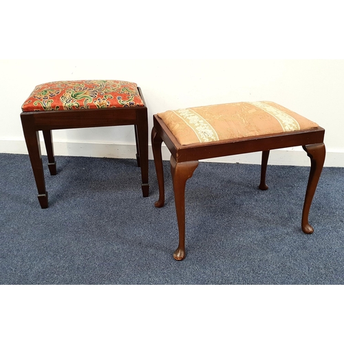 519 - TWO PIANO STOOLS
one with cabriole legs and the other with plain supports and spade feet (2)