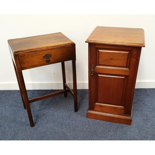 542 - MAHOGANY POT CUPBOARD
with panelled door, 76cm x 42.5cm x 39cm; together with a small oak side table... 