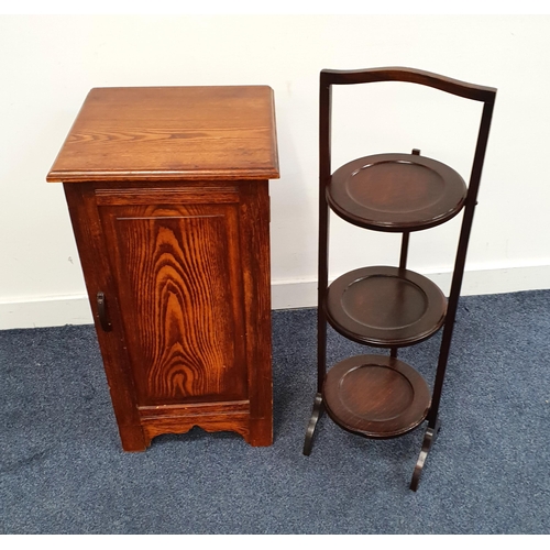 554 - MAHOGANY FOLDING CAKE STAND
and a stained oak pot cupboard (2)