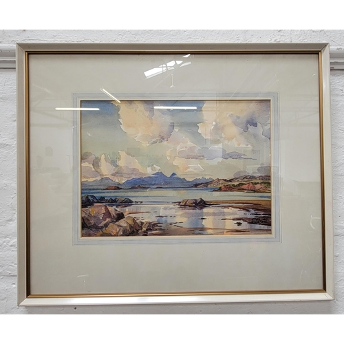 429 - STIRLING GILLESPIE (SCOTTISH 1908-1993)   
Rhum and the Cuillins, watercolour, signed lower right, t... 